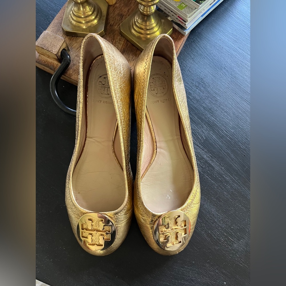 Tory Burch Gold Flats